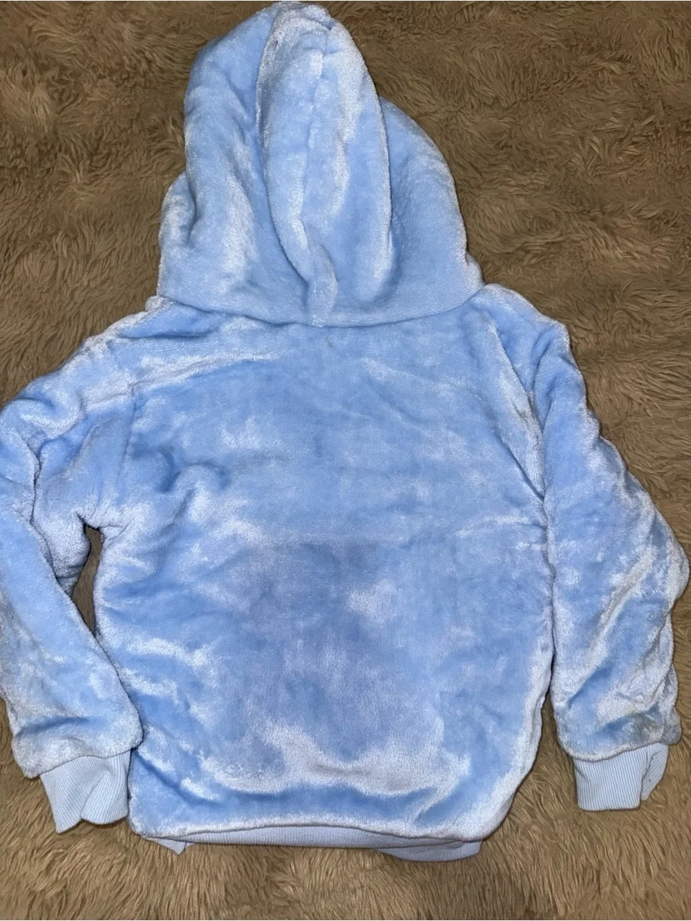 Disney Blue Hooded Plush One-Piece with Pink Lining